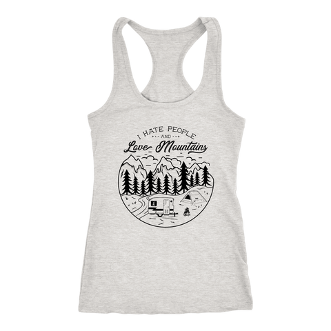 Image of Love The Mountains Womens T-shirt Next Level Racerback Tank Heather Grey XS