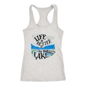 Life is Better At The Lake Womens Shirts T-shirt Next Level Racerback Tank Heather Grey XS