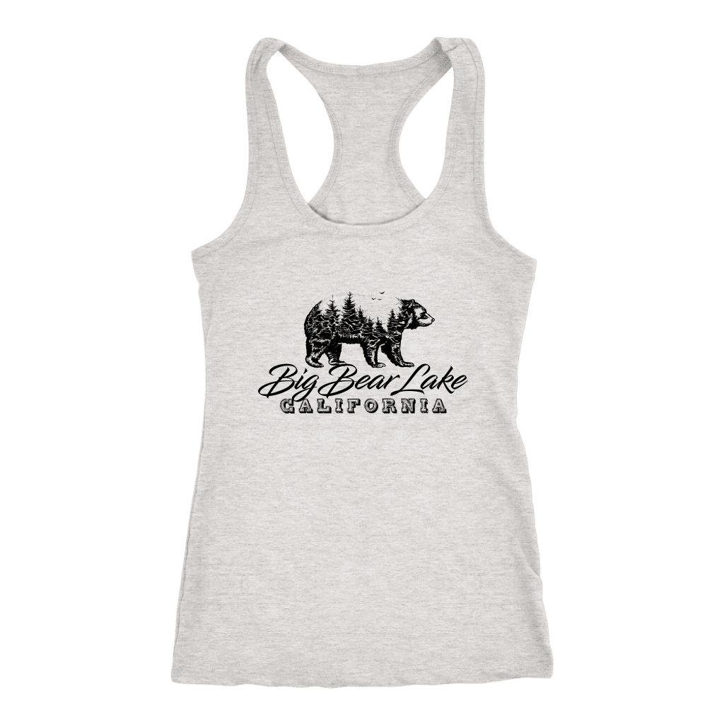 Big Bear Lake California V.2, Womens, Black T-shirt Next Level Racerback Tank Heather Grey XS
