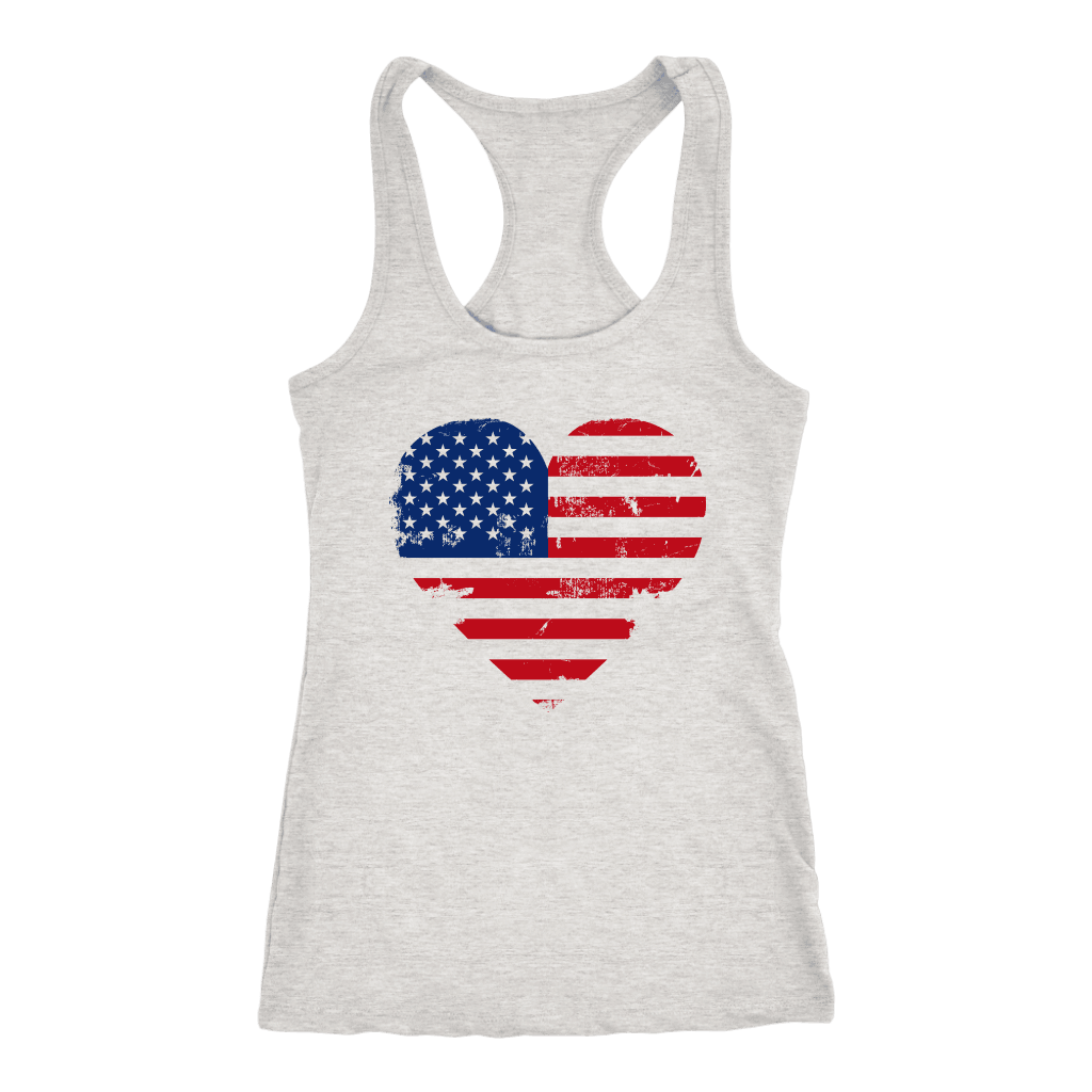 Love America Racerback Tanktop T-shirt Next Level Racerback Tank Heather Grey XS