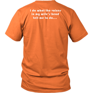 Voices in Her Head | White Print T-shirt District Unisex Shirt Orange S