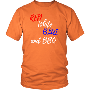 Red White Blue and BBQ T-shirt District Unisex Shirt Orange S