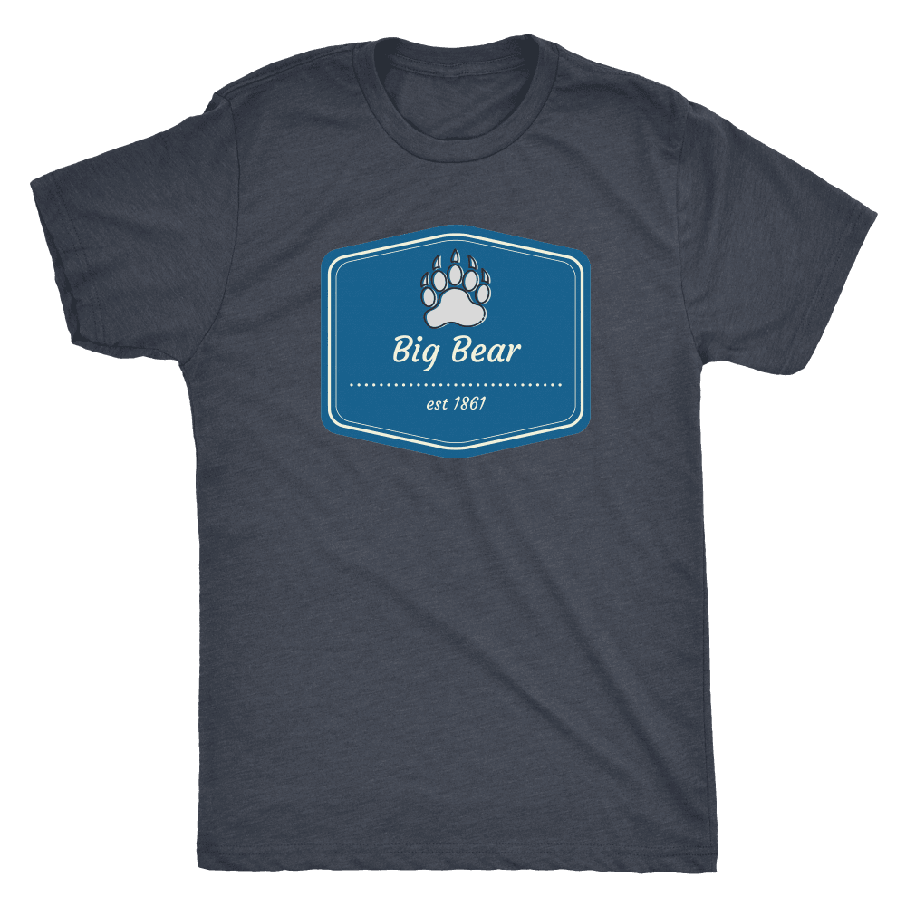 Big Bear Blue Logo T-shirt Next Level Mens Triblend Vintage Navy S