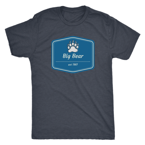 Image of Big Bear Blue Logo T-shirt Next Level Mens Triblend Vintage Navy S