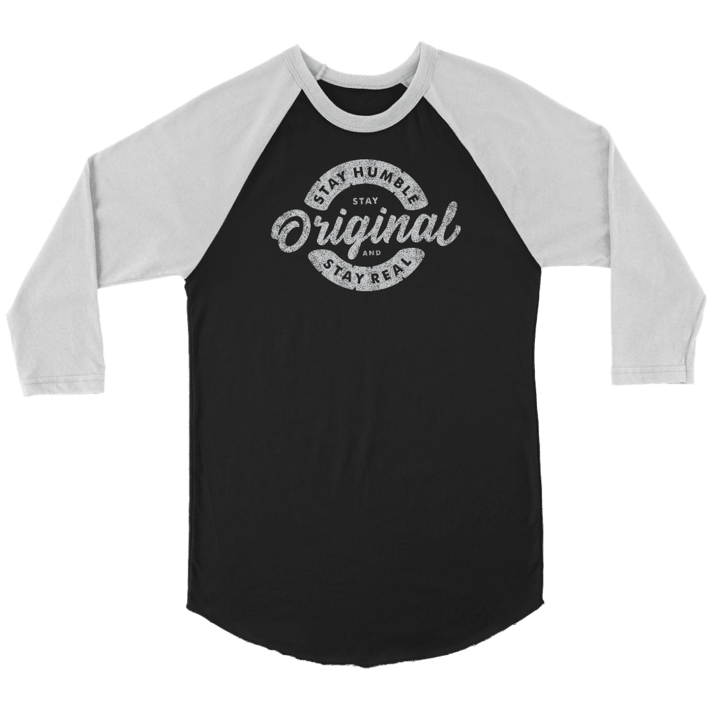 Stay Real, Stay Original | Long Sleeves and Hoodies T-shirt Canvas Unisex 3/4 Raglan Black/White S
