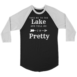 To The Lake T-shirt Canvas Unisex 3/4 Raglan Black/White S