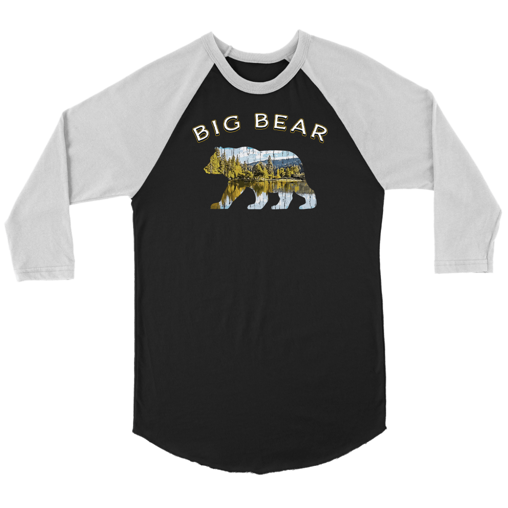 Big Bear Shirt V.1 Raglan T-shirt Canvas Unisex 3/4 Raglan Black/White S