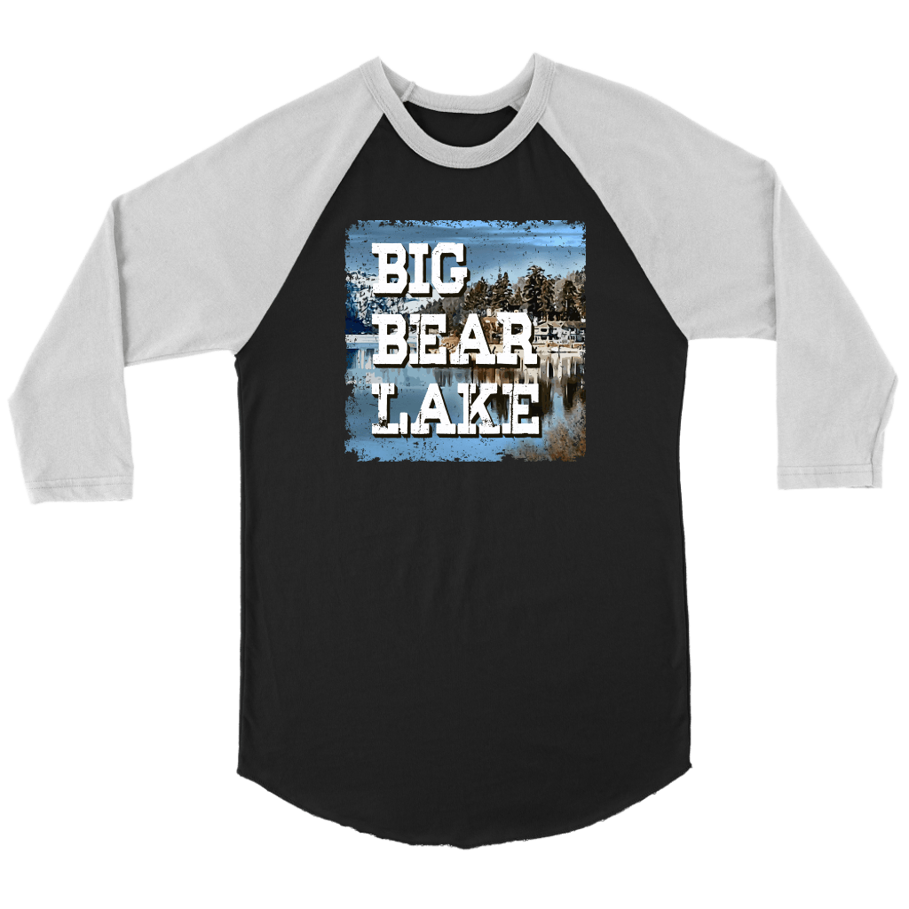 Big Bear Lake V.1 Raglan T-shirt Canvas Unisex 3/4 Raglan Black/White S