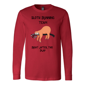 Sloth Running Team T-shirt Canvas Long Sleeve Shirt Red S