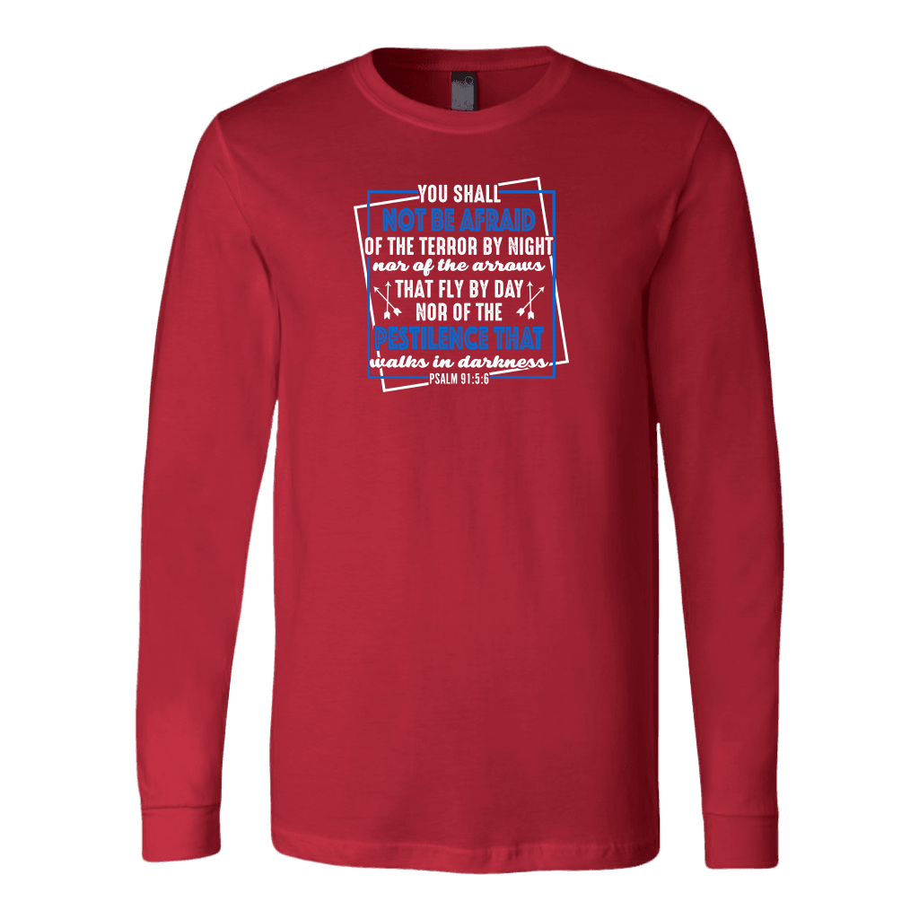 You shall not be afraid Psalm 91 5-6 White Longsleeve and Hoodies T-shirt Canvas Long Sleeve Shirt Red S