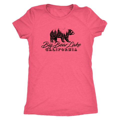Image of Big Bear Lake California V.2, Womens, Black T-shirt Next Level Womens Triblend Vintage Light Pink S