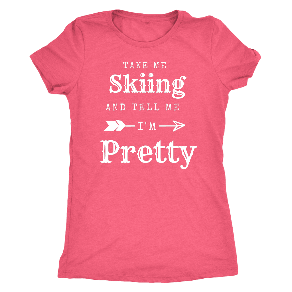 Take Me Skiing T-shirt Next Level Womens Triblend Vintage Light Pink S