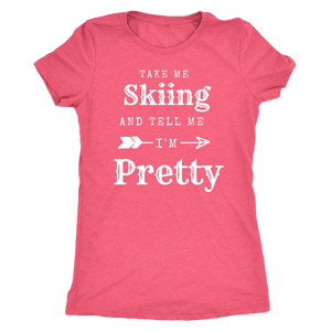 Take Me Skiing T-shirt Next Level Womens Triblend Vintage Light Pink S