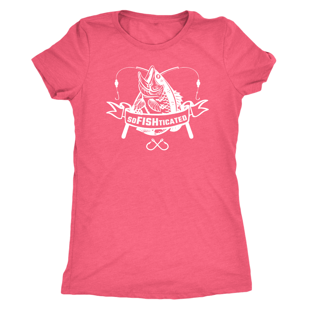 soFISHticated Womens White T-shirt Next Level Womens Triblend Vintage Light Pink S