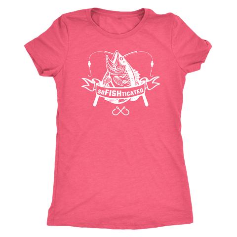 Image of soFISHticated Womens White T-shirt Next Level Womens Triblend Vintage Light Pink S