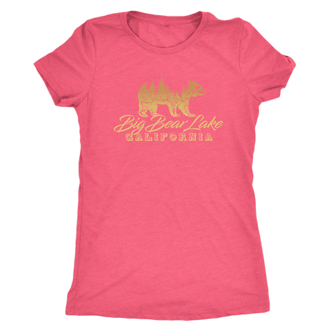 Image of Big Bear Lake California V.2, Womens, Gold T-shirt Next Level Womens Triblend Vintage Light Pink S