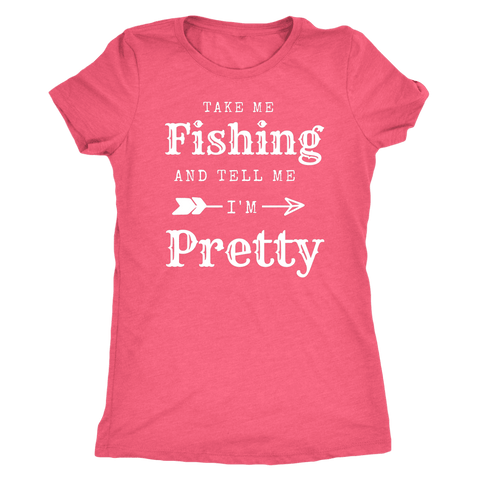 Image of Take Me Fishing T-shirt Next Level Womens Triblend Vintage Light Pink S