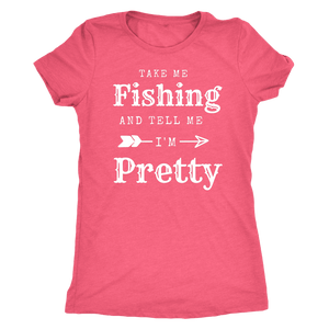 Take Me Fishing T-shirt Next Level Womens Triblend Vintage Light Pink S