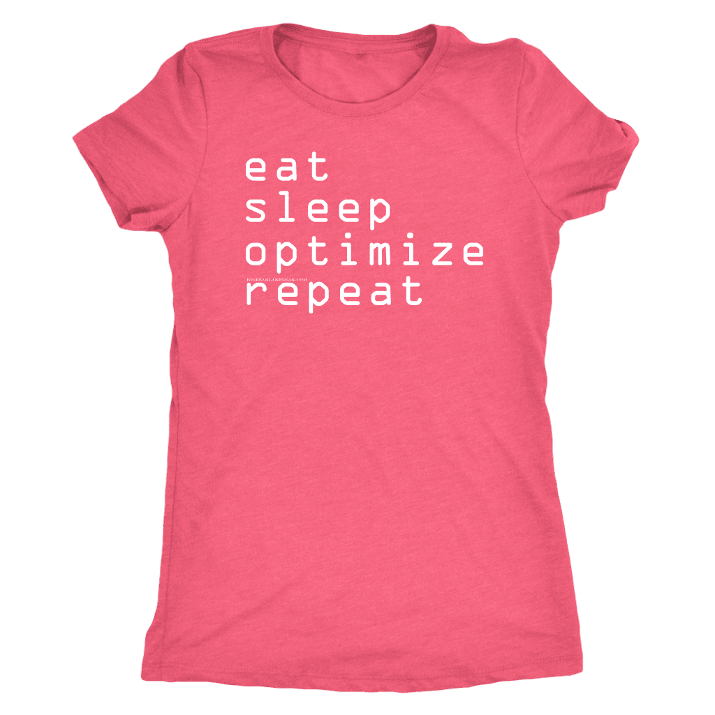 eat, sleep, optimize, repeat T-shirt Next Level Womens Triblend Vintage Light Pink S