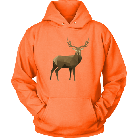 Image of Real Polygonal Deer T-shirt Unisex Hoodie Neon Orange S
