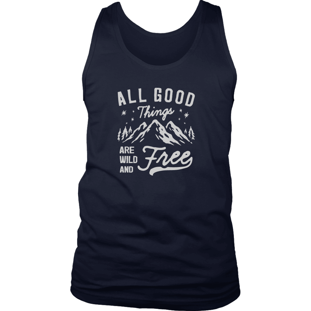 Wild and Free T-shirt District Mens Tank Navy S