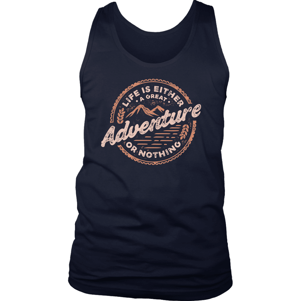 Life Is A Great Adventure T-shirt District Mens Tank Navy S