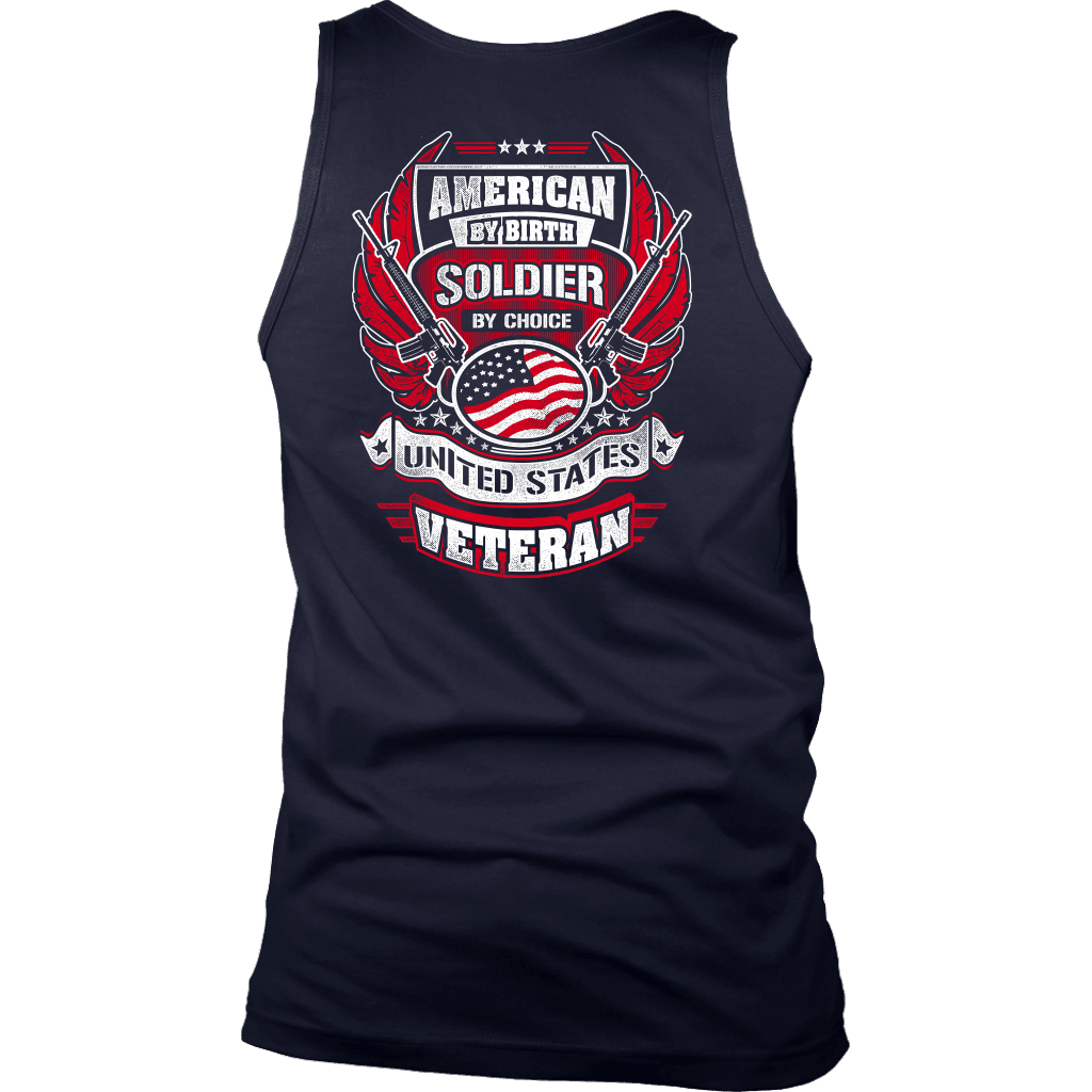 American by Birth, Soldier by Choice T-shirt District Mens Tank Navy S