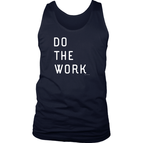 Image of Do The Work | Mens | White Print T-shirt District Mens Tank Navy S