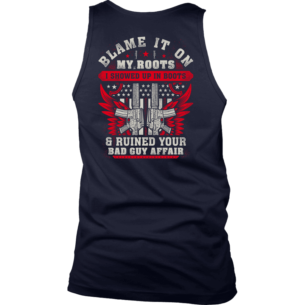 Blame It On My Roots T-shirt District Mens Tank Navy S