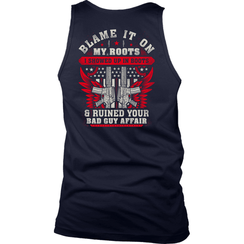 Image of Blame It On My Roots T-shirt District Mens Tank Navy S