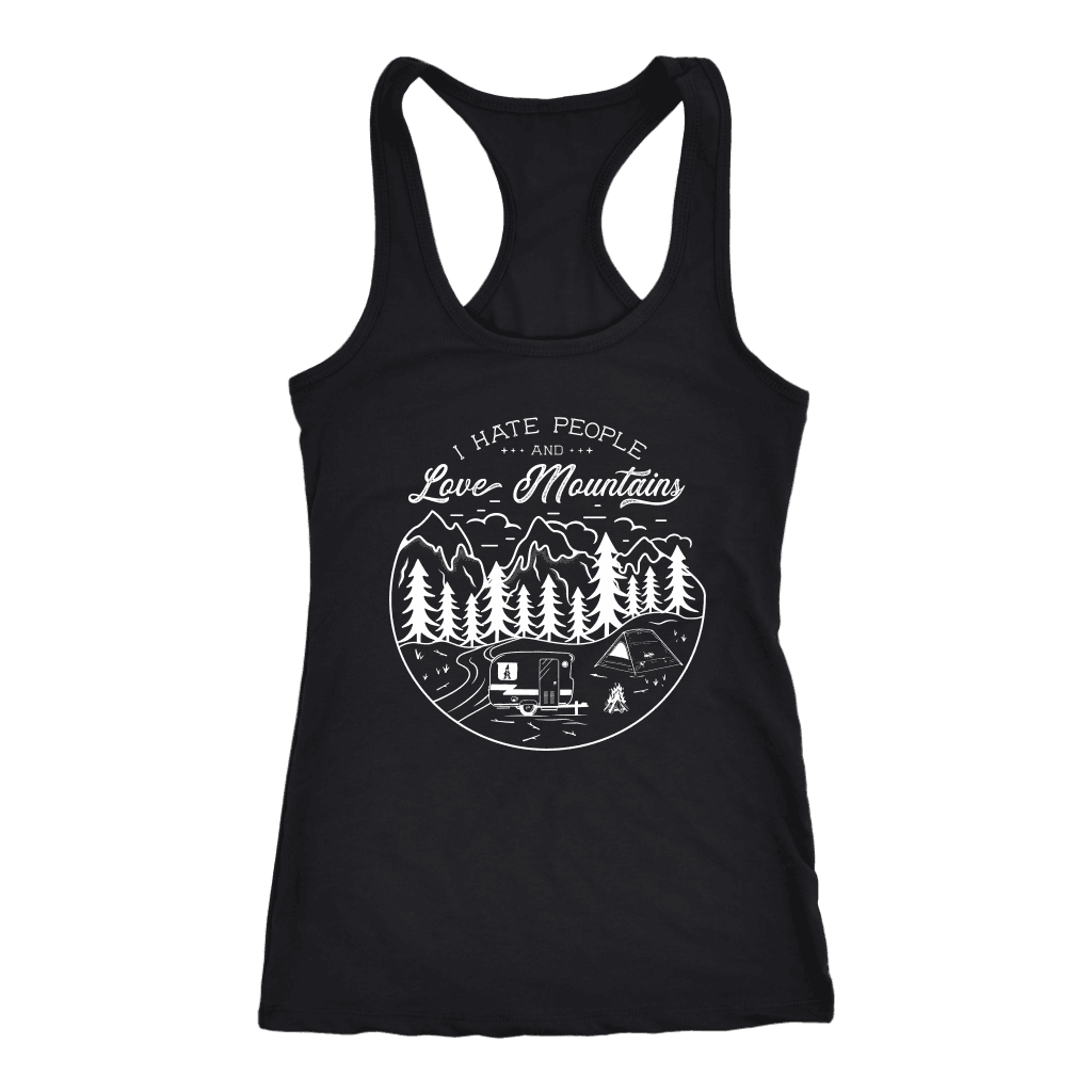 Hate Peeps, Love Mountains T-shirt Next Level Racerback Tank Black XS