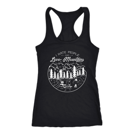 Hate Peeps, Love Mountains T-shirt Next Level Racerback Tank Black XS