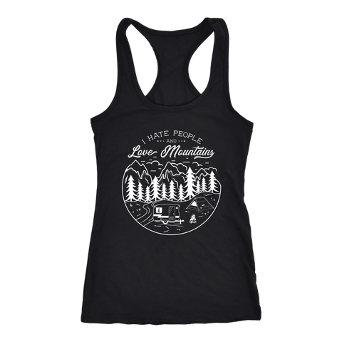 Image of Hate Peeps, Love Mountains T-shirt Next Level Racerback Tank Black XS