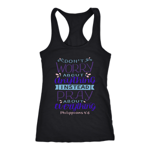 Don't Worry!, Philippians 4:6 T-shirt Next Level Racerback Tank Black XS