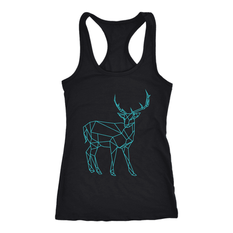 Image of Geometric Deer Womens Shirt T-shirt Next Level Racerback Tank Black XS