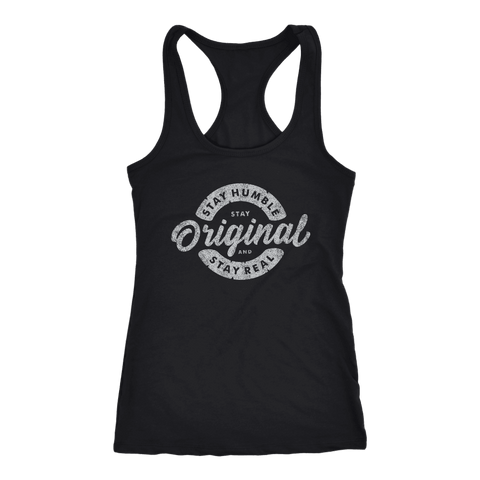 Image of Stay Real, Stay Original Womens T-shirt Next Level Racerback Tank Black XS