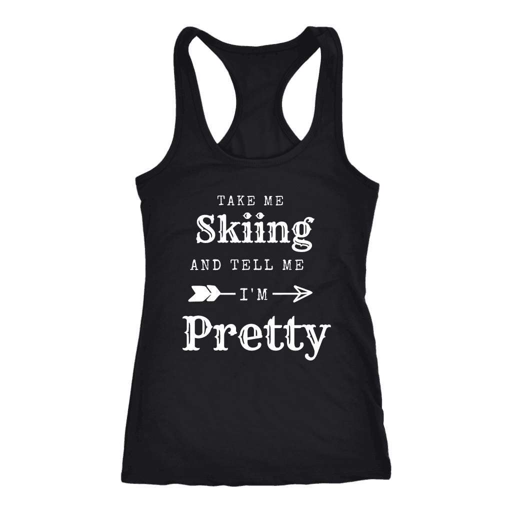 Take Me Skiing T-shirt Next Level Racerback Tank Black XS