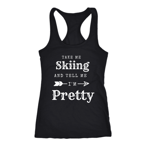 Image of Take Me Skiing T-shirt Next Level Racerback Tank Black XS