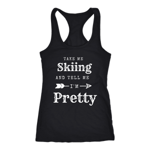 Take Me Skiing T-shirt Next Level Racerback Tank Black XS