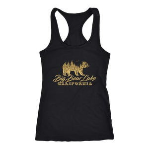 Big Bear Lake California V.2, Womens, Gold T-shirt Next Level Racerback Tank Black XS