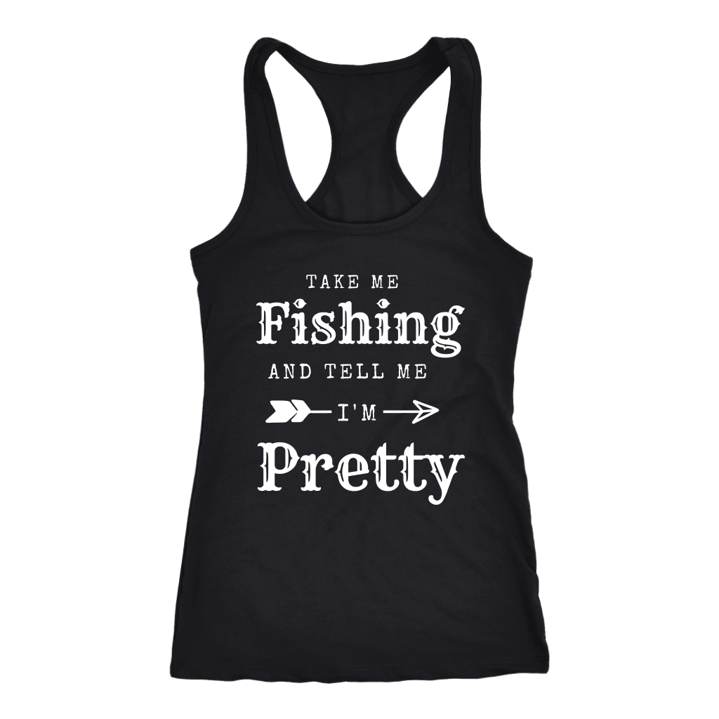 Take Me Fishing T-shirt Next Level Racerback Tank Black XS