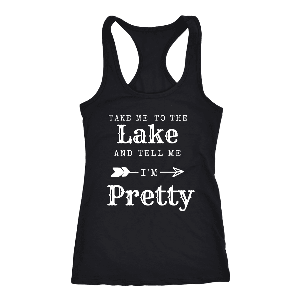 To The Lake T-shirt Next Level Racerback Tank Black XS