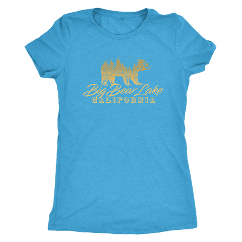 Image of Big Bear Lake California V.2, Womens, Gold T-shirt Next Level Womens Triblend Vintage Turquoise S