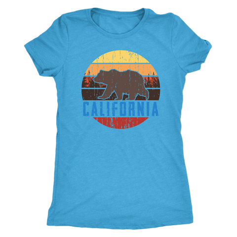 Image of Big Bear California Shirt V.1, Womens Shirts T-shirt Next Level Womens Triblend Vintage Turquoise S
