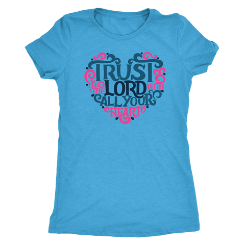 Image of Trust in the Lord T-shirt Next Level Womens Triblend Vintage Turquoise S