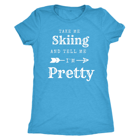 Image of Take Me Skiing T-shirt Next Level Womens Triblend Vintage Turquoise S