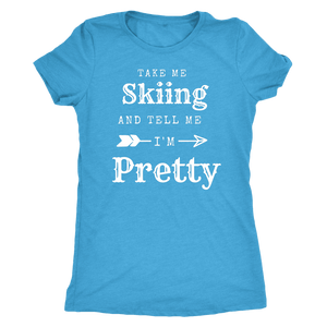Take Me Skiing T-shirt Next Level Womens Triblend Vintage Turquoise S