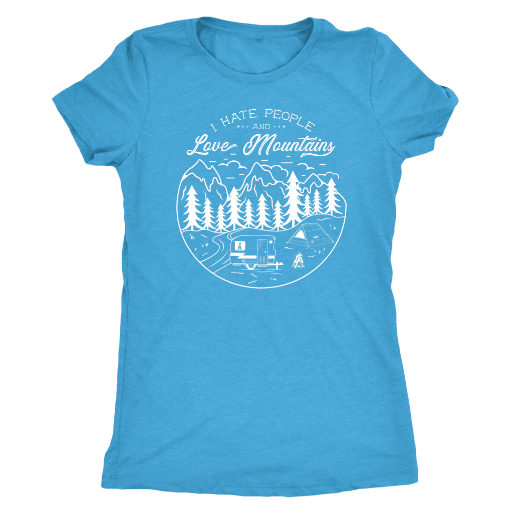 Hate Peeps, Love Mountains T-shirt Next Level Womens Triblend Vintage Turquoise S