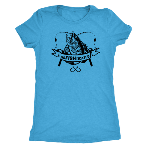 Image of soFISHticated Womens Black Print T-shirt Next Level Womens Triblend Vintage Turquoise S