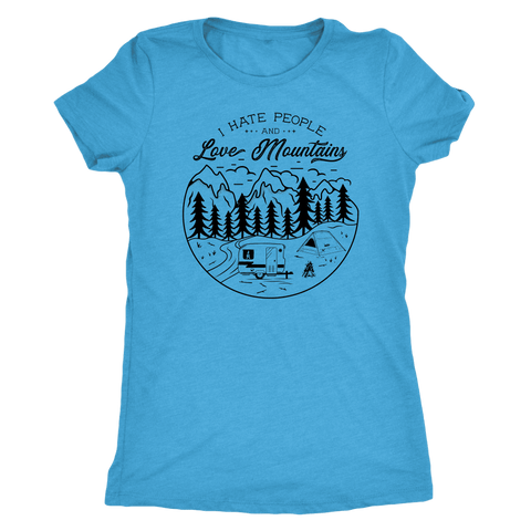 Image of Love The Mountains Womens T-shirt Next Level Womens Triblend Vintage Turquoise S